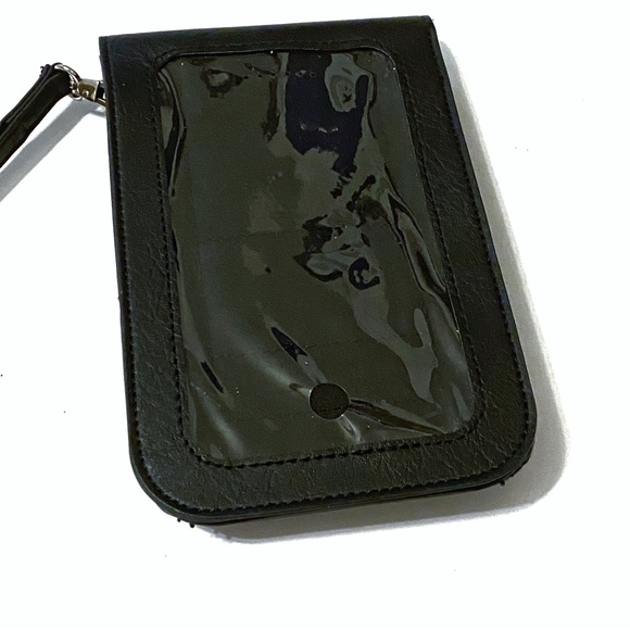 Black Vegan Touch Screen Phone Purse Wristlet Clutch Mini Bag RFID Card Wallet - Picture 9 of 16